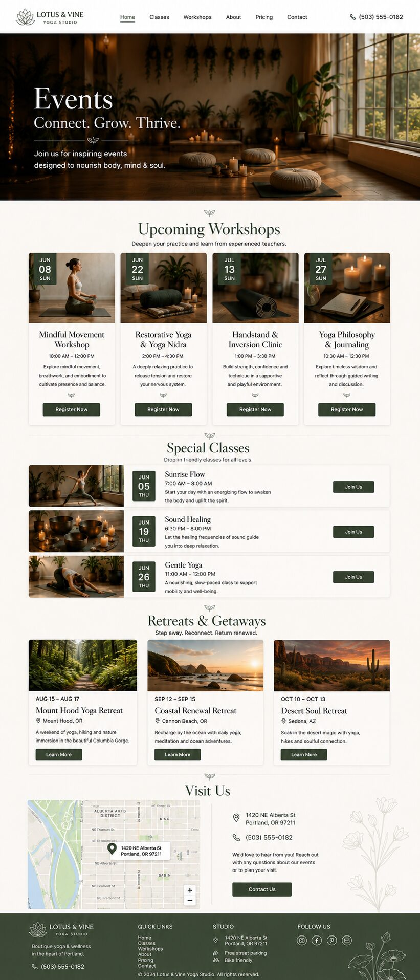 Events design mockup